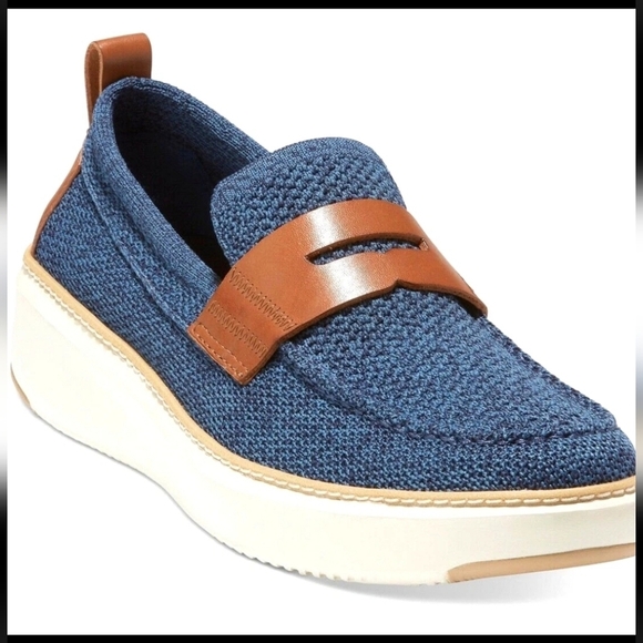Cole Haan GrandPrø Blue Topspin Stitchlite™ Penny Loafers Sz 11 NWT - Picture 2 of 12